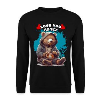 JE T’AIME CHÉRIE. Ours, Chérie, Ambigu, Humour, Fun - Sweat-shirt Unisexe - noir - Devant - Alina (178cm) & Michal (187cm)