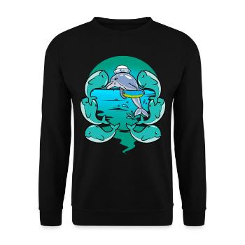 Bébé, Baleine, Poisson, Mammifères Marins, Enfants, Enfant En Bas Âge - Sweat-shirt Unisexe - noir - Devant - Alina (178cm) & Michal (187cm)