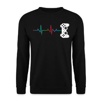 Gamer Heartbeat Controller Retro Video Game Lover - Unisex Sweatshirt - black - Front - Alina (178cm) & Michal (187cm)