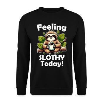Paresseux mignon avec du café et un dicton drôle - Sweat-shirt Unisexe - noir - Devant - Alina (178cm) & Michal (187cm)
