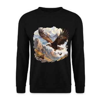 Adler. Natur, Majestätisch, Freiheit, Raubvogel, - Unisex Pullover - Schwarz - Vorne - Alina (178cm) & Michal (187cm)