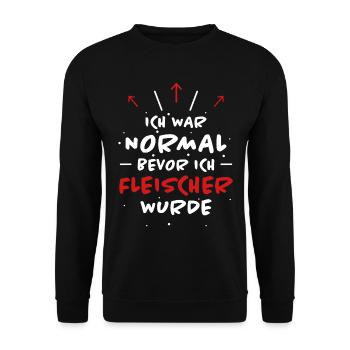 Fleischer Spruch Metzger Lustig Fleischer Geschenk - Unisex Pullover - Schwarz - Vorne - Alina (178cm) & Michal (187cm)