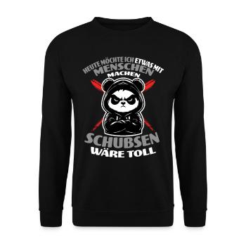 Panda wants to do something with humans - Unisex Sweatshirt - black - Front - Alina (178cm) & Michal (187cm)