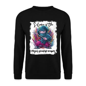 Le silence est la plus grande arme du ninja - Sweat-shirt Unisexe - noir - Devant - Alina (178cm) & Michal (187cm)