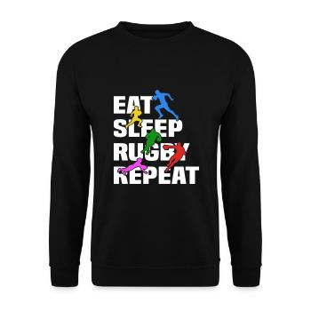 Eat Sleep Rugby Repeat - Rugby Player Rugby Sport - Unisex Sweatshirt - black - Front - Alina (178cm) & Michal (187cm)