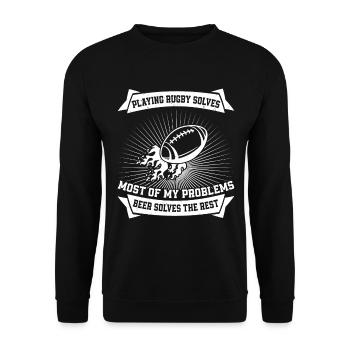 Playing Rugby solves most of my problems - Rugby P - Unisex Sweatshirt - black - Front - Alina (178cm) & Michal (187cm)