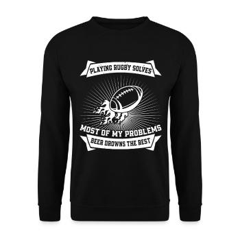 Funny Rugby Quotes Rugby Saying Rugby Game - Unisex Sweatshirt - black - Front - Alina (178cm) & Michal (187cm)