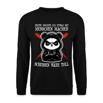 Cool Panda Ironie Frech Witzig Trend Spaß - Unisex Pullover - Schwarz - Vorne - Alina (178cm) & Michal (187cm)