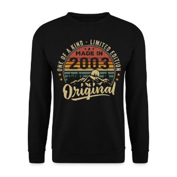 Geboren 2003 Original Retro Vintage Geburtstag 2003 - Unisex Pullover - Schwarz - Vorne - Alina (178cm) & Michal (187cm)