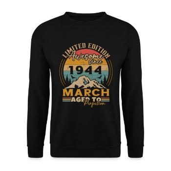 Original mars 1944 Vintage anniversaire 1944 - Sweat-shirt Unisexe - noir - Devant - Alina (178cm) & Michal (187cm)