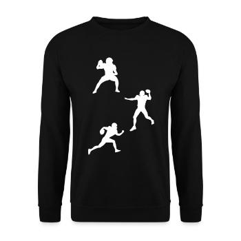 Rugby Player Silhouette Football Silhouette Footba - Unisex Pullover - Schwarz - Vorne - Alina (178cm) & Michal (187cm)