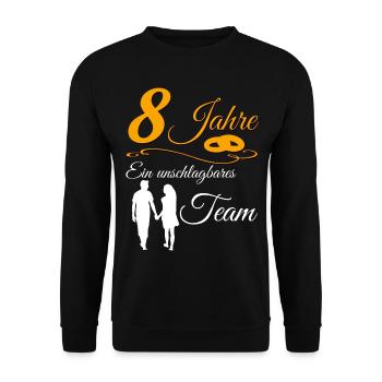8 Jahre Rosenhochzeit 8 Hochzeitstag paar Geschenk - Unisex Pullover - Schwarz - Vorne - Alina (178cm) & Michal (187cm)