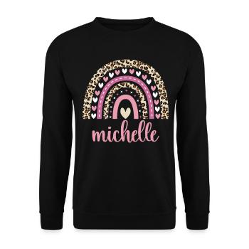 Michelle Regenbogen Name Geburtstag Michelle - Unisex Pullover - Schwarz - Vorne - Alina (178cm) & Michal (187cm)