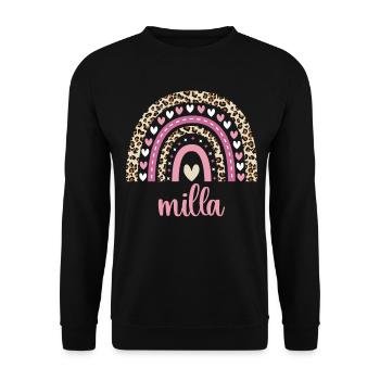 Milla Regenbogen Name Geburtstag Milla - Unisex Pullover - Schwarz - Vorne - Alina (178cm) & Michal (187cm)