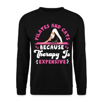 Instructeur de Pilates Enseignant Chat - Sweat-shirt Unisexe - noir - Devant - Alina (178cm) & Michal (187cm)