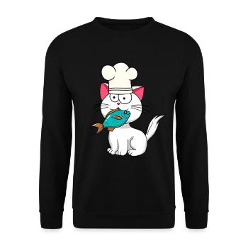 Cat, Fish, Cook, Cooking, Home Cook, Cats, Fish - Unisex Sweatshirt - black - Front - Alina (178cm) & Michal (187cm)