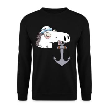 Hippocampe ancre marin maritime Ahoy capitaine cheval - Sweat-shirt Unisexe - noir - Devant - Alina (178cm) & Michal (187cm)