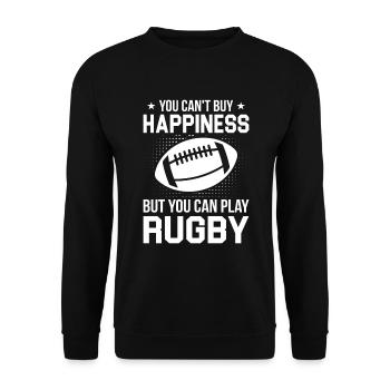 Le bonheur ne s’achète pas, mais on peut jouer au rugby - Sweat-shirt Unisexe - noir - Devant - Alina (178cm) & Michal (187cm)