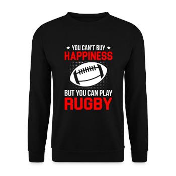 Le bonheur ne s’achète pas, mais on peut jouer au rugby - Sweat-shirt Unisexe - noir - Devant - Alina (178cm) & Michal (187cm)