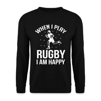 When I play Rugby I am happy - Rugby Game - Unisex Sweatshirt - black - Front - Alina (178cm) & Michal (187cm)