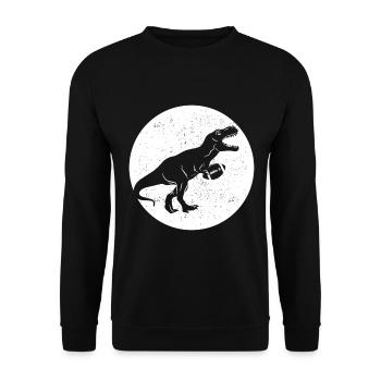 Rugby Dino Rugby Player Dinosaur Rugby Dino - Unisex Pullover - Schwarz - Vorne - Alina (178cm) & Michal (187cm)