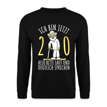 20. Geburtstag 20er 20ter Ich bin jetzt 20 Jahre - Unisex Pullover - Schwarz - Vorne - Alina (178cm) & Michal (187cm)