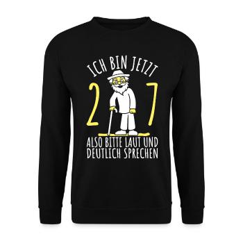 27. Geburtstag 27er 27ter Ich bin jetzt 27 Jahre - Unisex Pullover - Schwarz - Vorne - Alina (178cm) & Michal (187cm)