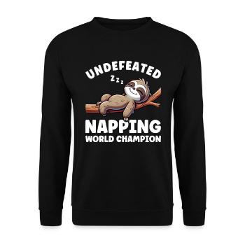 Faultier Lustiger Nickerchen Schlafende - Unisex Pullover - Schwarz - Vorne - Alina (178cm) & Michal (187cm)