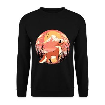 Fuchs Füchse Wildnis - Unisex Pullover - Schwarz - Vorne - Alina (178cm) & Michal (187cm)