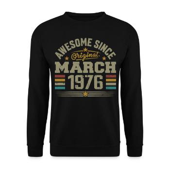 März 1979 Geburtstag Jahrgang 1979 Geschenkidee - Unisex Pullover - Schwarz - Vorne - Alina (178cm) & Michal (187cm)