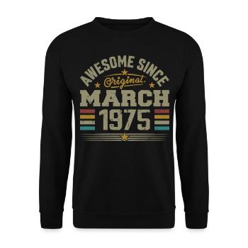 March 1975 Birthday Vintage 1975 Gift Idea - Unisex Sweatshirt - black - Front - Alina (178cm) & Michal (187cm)