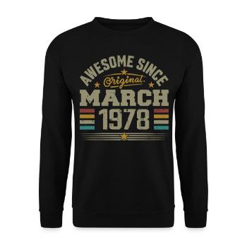 March 1978 Birthday Vintage 1978 Gift Idea - Unisex Sweatshirt - black - Front - Alina (178cm) & Michal (187cm)