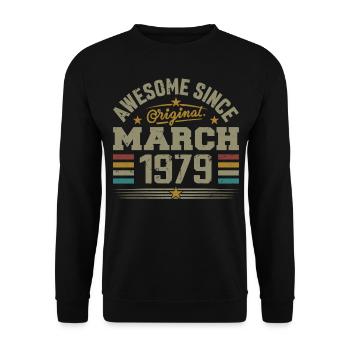März 1979 Geburtstag Jahrgang 1979 Geschenkidee - Unisex Pullover - Schwarz - Vorne - Alina (178cm) & Michal (187cm)