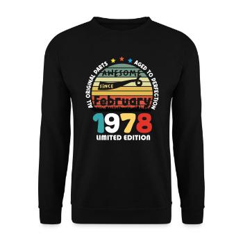46 Years Old Made In 1978 Vintage February 1978 - Sweat-shirt Unisexe - noir - Devant - Alina (178cm) & Michal (187cm)