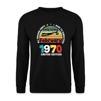 54 Years Old Made In 1970 Vintage February 1970 - Sweat-shirt Unisexe - noir - Devant - Alina (178cm) & Michal (187cm)
