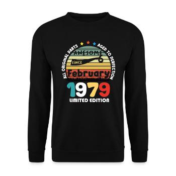 45 Years Old Made In 1979 Vintage February 1979 - Sweat-shirt Unisexe - noir - Devant - Alina (178cm) & Michal (187cm)