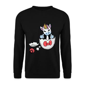 Licorne Naissance Grossesse Enceinte Bébé Oeuf - Sweat-shirt Unisexe - noir - Devant - Alina (178cm) & Michal (187cm)