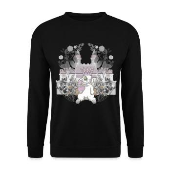 Bunny King Ruler Retro Vintage Fairy Tale Character - Unisex Sweatshirt - black - Front - Alina (178cm) & Michal (187cm)