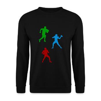 Rugby Player Silhouette - Unisex Pullover - Schwarz - Vorne - Alina (178cm) & Michal (187cm)