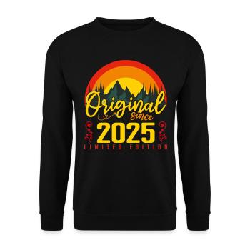 Geburtstag 2025 Geburtstag geboren im Jahr 2025 Geschenk - Unisex Pullover - Schwarz - Vorne - Alina (178cm) & Michal (187cm)