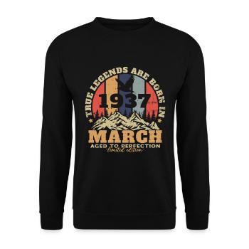 Cadeau D'anniversaire Nées En Mars 1937 - Sweat-shirt Unisexe - noir - Devant - Alina (178cm) & Michal (187cm)