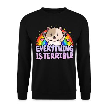 Alles Ist Schrecklich Sarkasmus Regenbogen - Unisex Pullover - Schwarz - Vorne - Alina (178cm) & Michal (187cm)