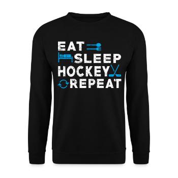 Eat Sleep Hockey Repeat Funny Sport Game Player - Unisex Sweatshirt - black - Front - Alina (178cm) & Michal (187cm)