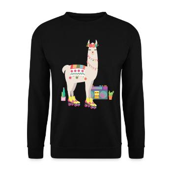 lama patin à roulettes Derby Retro des années 70 80 Cactus - Sweat-shirt Unisexe - noir - Devant - Alina (178cm) & Michal (187cm)