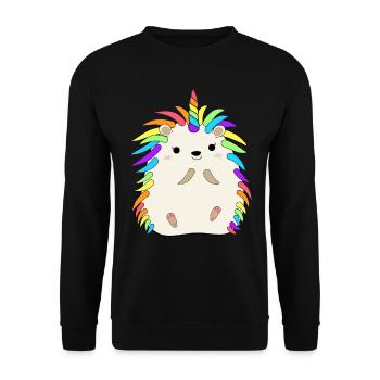 Rainbow Hedgehog Unicorn Funny Pet Animal Lover - Unisex Sweatshirt - black - Front - Alina (178cm) & Michal (187cm)