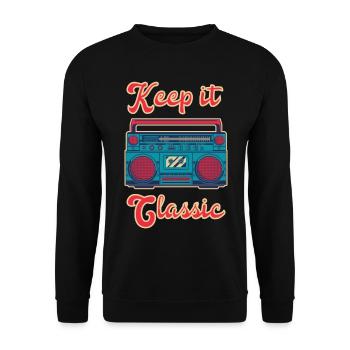 Keep It Classic Retro Boombox Music Blaster 80s - Unisex Sweatshirt - black - Front - Alina (178cm) & Michal (187cm)