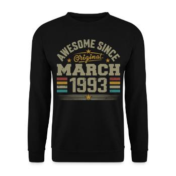 März 1993 Geburtstag Vintage Geschenkidee 1993 - Unisex Pullover - Schwarz - Vorne - Alina (178cm) & Michal (187cm)