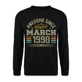 März 1998 Geburtstag Vintage Geschenkidee 1998 - Unisex Pullover - Schwarz - Vorne - Alina (178cm) & Michal (187cm)