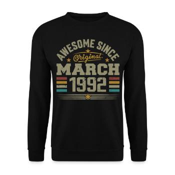 März 1992 Geburtstag Vintage Geschenkidee 1992 - Unisex Pullover - Schwarz - Vorne - Alina (178cm) & Michal (187cm)