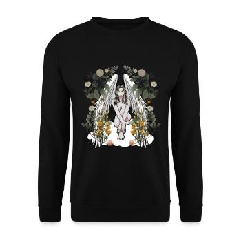 Angel Nature Flowers Flora Botany Spring Retro - Unisex Sweatshirt - black - Front - Alina (178cm) & Michal (187cm)